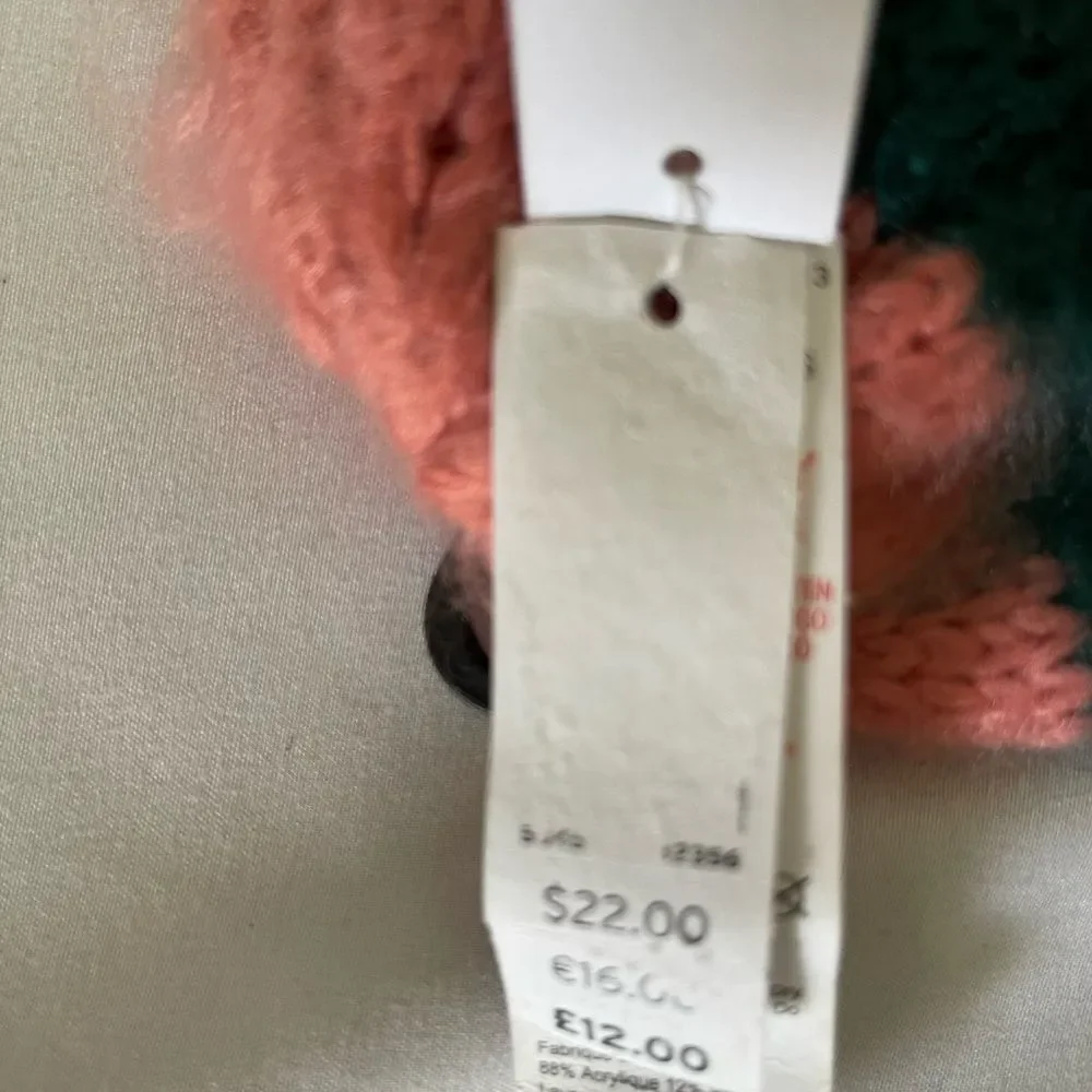 NWT Topshop fuzzy brushed stripe‎ beanie hat NEW 390